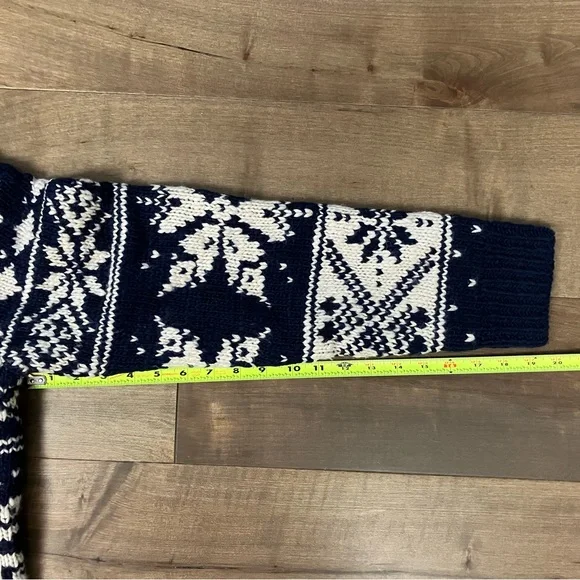 Lands End Women’s Size L (14-16) Wool Blend Sweater Snowflake Nordic Navy White - Picture 11 of 15